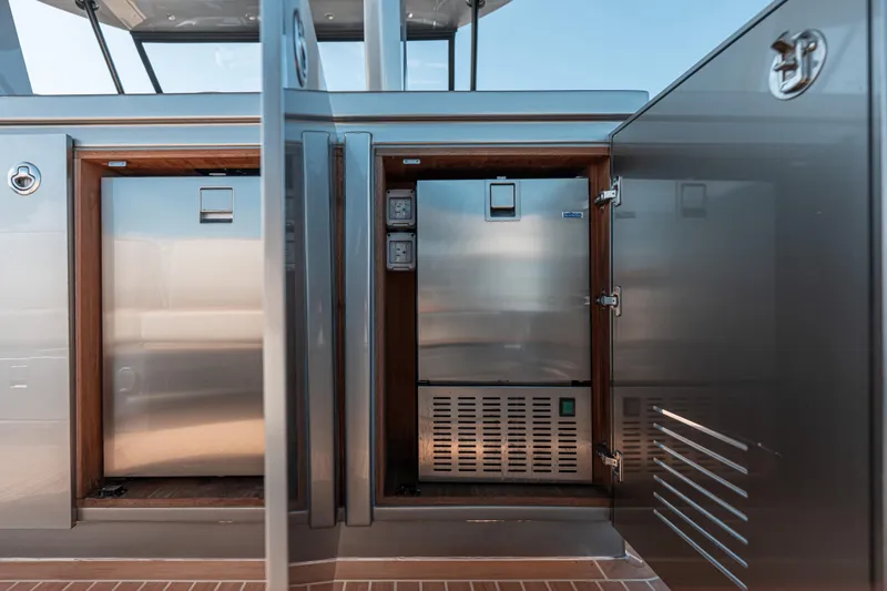 Slide: The Image of Stainless steel storage compartments on 2021 Pardo Yachts 43, showcasing modern design and functionality. - 30