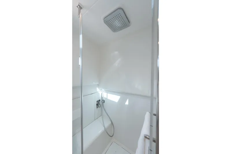 Slide: The Image of Shower area in 2021 Pardo Yachts 43, featuring modern fixtures and sleek design. - 43