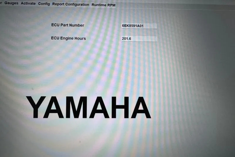 Slide: The Image of Yamaha ECU display showing part number and engine hours for 2016 Carolina Skiff 198 DLV. - 39