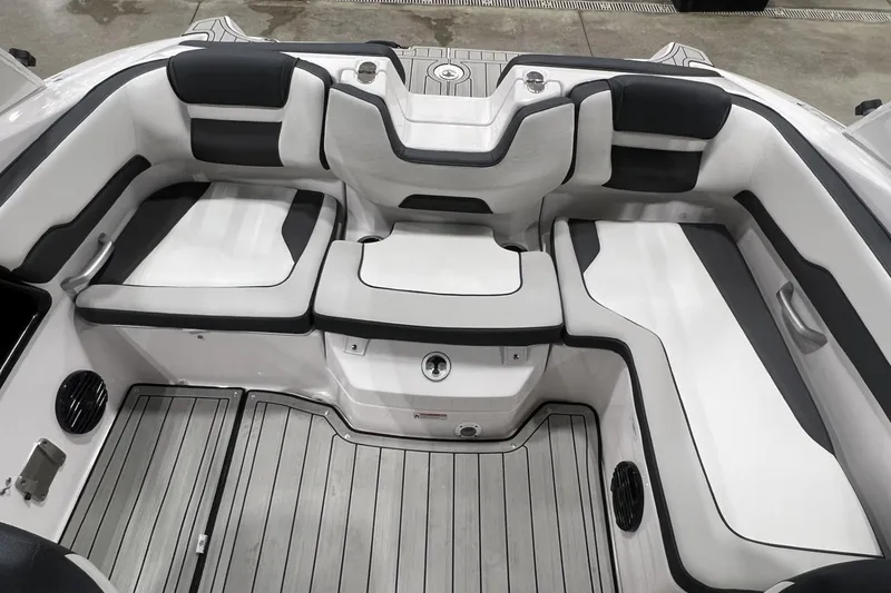 Slide: The Image of 2025 Yamaha Boats 195S interior with sleek seating and modern design. - 11
