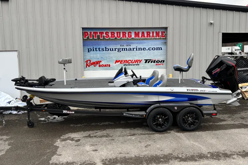 The Image of 2026 Triton 20XP Patriot boat at Pittsburg Marine dealership, featuring sleek design and modern features. - 0