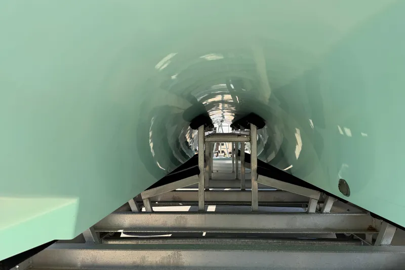 Slide: The Image of View inside Freeman 33 boat hull, 2013 model, showing structural details and reflections. - 88