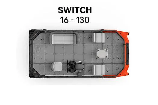 Slide: The Image of Manufacturer Provided Image: Top view of 2026 Sea-Doo Switch 16 pontoon layout with seating and controls. - 3