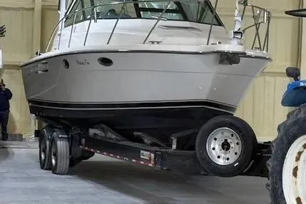 Slide: The Image of 1997 Tiara Yachts 2900 Open on trailer in indoor storage facility. - 9
