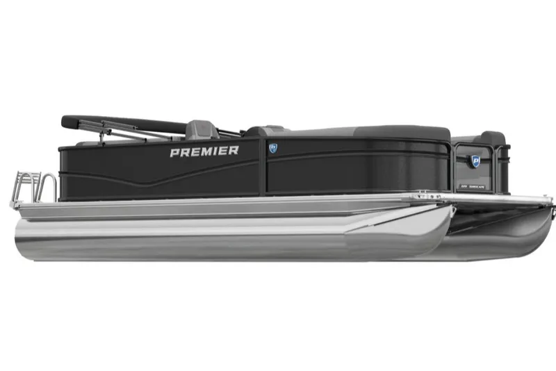 The Image of 2026 Premier Sunscape 220 RF-CL pontoon boat, sleek black design, side view. - 1