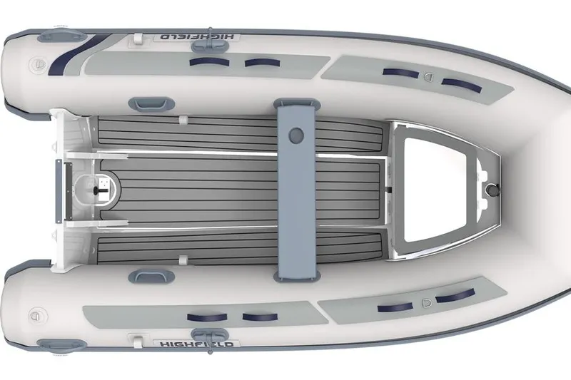 Slide: The Image of Aerial view of Highfield Classic 340 boat, 2026 model. - 6