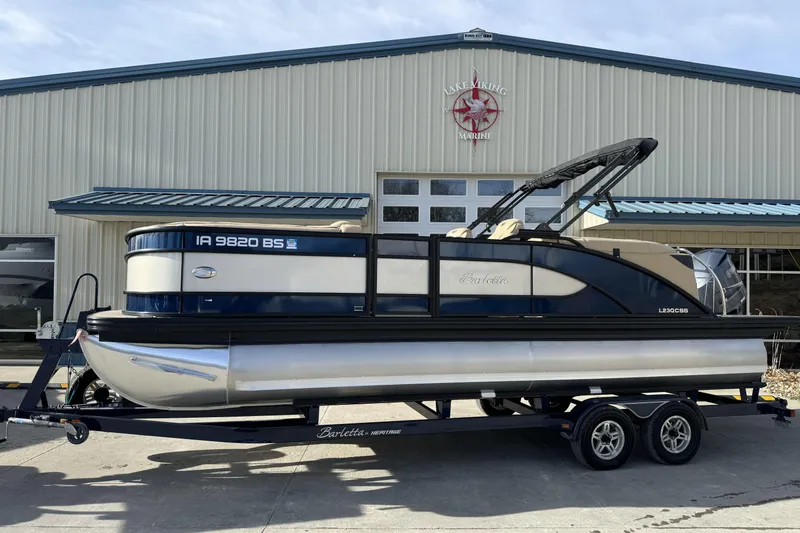 The Image of 2019 Barletta L23QC SS pontoon boat on trailer at Lake Viking Marine. - 0