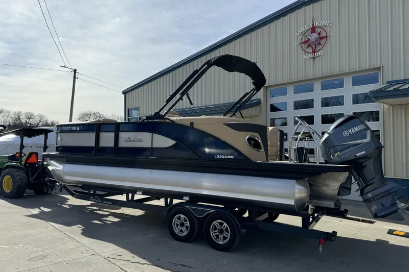 Slide: The Image of 2019 Barletta L23QC SS pontoon boat with Yamaha engine at Lake Viking Marine. - 2