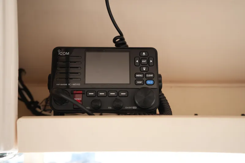 Slide: The Image of Icom VHF marine radio IC-M510 on 2023 Grady-White Marlin 300 boat. - 53