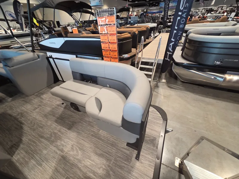 Slide: The Image of 2026 Bentley Pontoons Legacy 200 Cruise XL in showroom. - 6