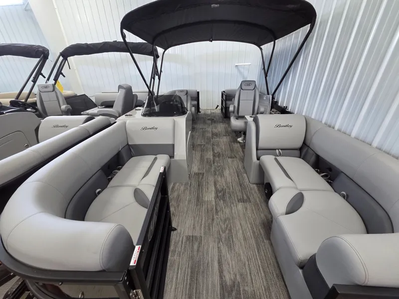 Slide: The Image of Interior of the 2026 Bentley Pontoons Legacy 200 Navigator. - 3