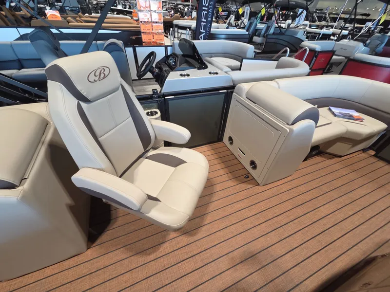 Slide: The Image of Interior of 2026 Bentley Pontoons Legacy 200 Navigator with luxurious seating. - 10