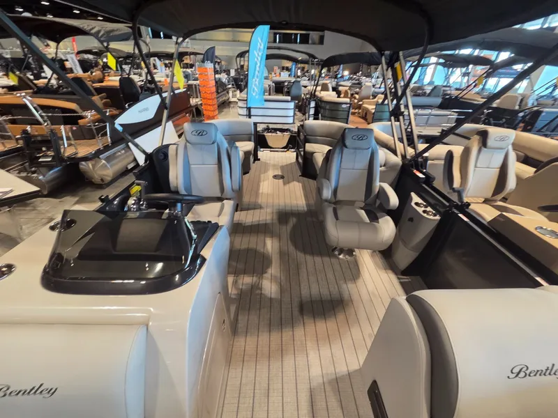 Slide: The Image of Interior of the 2026 Bentley Pontoons Legacy 220 Navigator. - 10