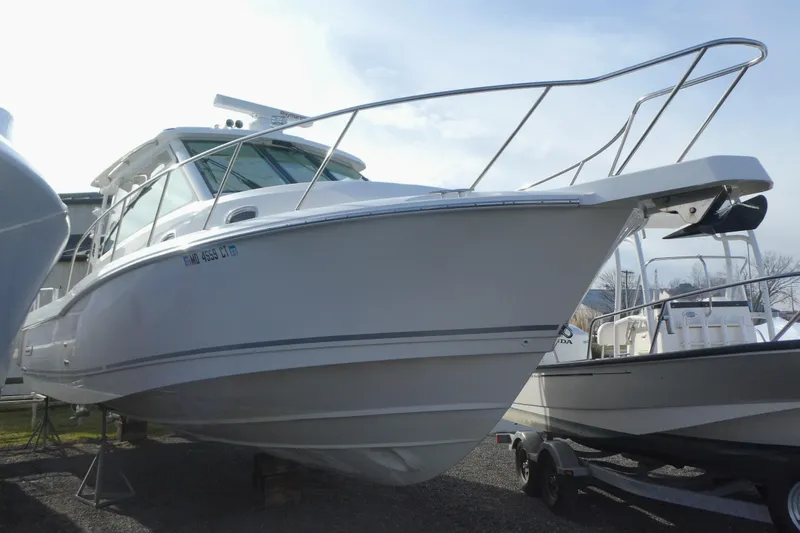 The Image of 2020 Boston Whaler 345 Conquest boat on display, showcasing sleek design and sturdy build. - 0