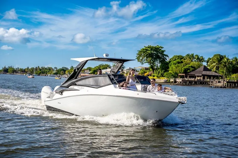 Slide: The Image of 2024 L'acqua Royale LR280 GRAN CABRIO cruising on a sunny day with passengers onboard. - 12