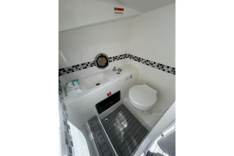 Slide: The Image of 2024 L'acqua Royale LR280 GRAN CABRIO boat bathroom with modern fixtures and sleek design. - 27