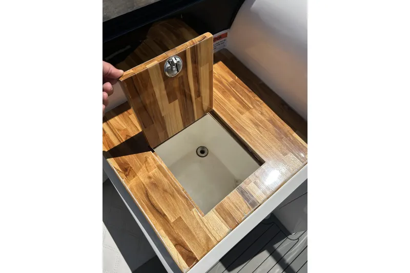 Slide: The Image of Wooden compartment on 2024 L'acqua Royale LR280 GRAN CABRIO boat, showcasing sleek design. - 34