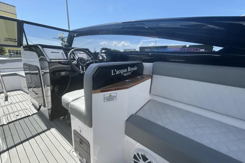 Slide: The Image of 2024 L'acqua Royale LR280 GRAN CABRIO yacht interior with sleek design and modern controls. - 43