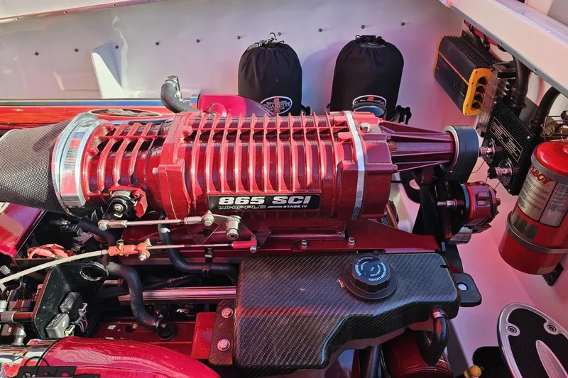 Slide: The Image of Engine of 2011 Cigarette 39' Top Gun Unlimited with 865 SCI Whipple supercharger. - 105