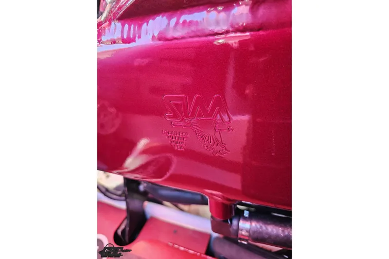 Slide: The Image of Close-up of 2011 Cigarette 39' Top Gun Unlimited engine detail with logo. - 107