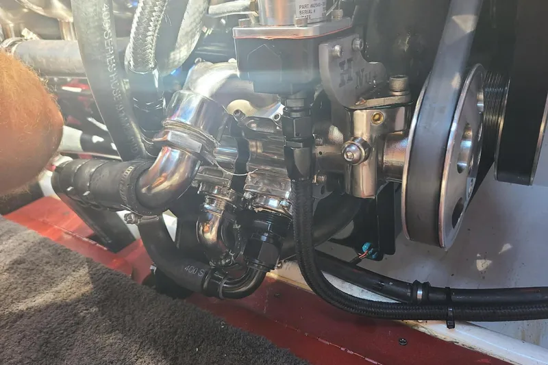 Slide: The Image of 2011 Cigarette 39' Top Gun Unlimited boat interior with racing team logo. - 45