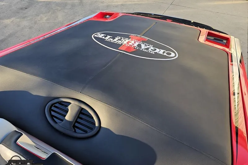 Slide: The Image of 2011 Cigarette 39' Top Gun Unlimited boat with custom cover and logo. - 98