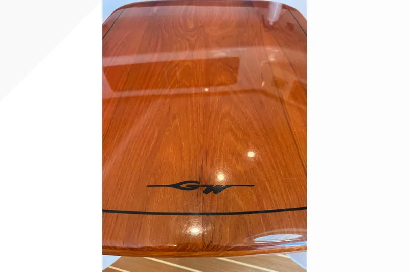 Slide: The Image of Polished wooden surface with Grady-White logo, 2007 Express 360 model. - 39