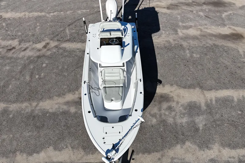 Slide: The Image of 2020 Sportsman Masters 267OE Bay Boat on trailer, side view. - 9