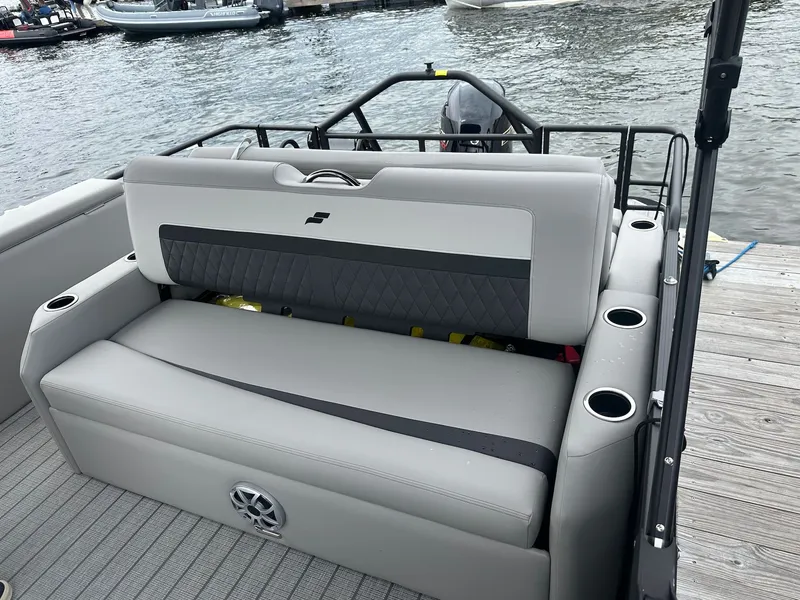 Slide: The Image of Starcraft SLS 3 R 2026 boat rear seat at dock. - 6