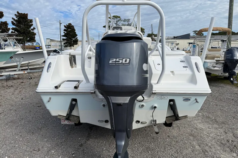 Slide: The Image of 2014 Tidewater 230 LXF boat with 250 horsepower engine, rear view. - 5