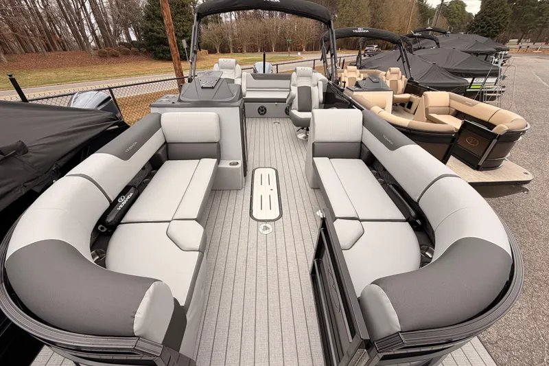 Slide: The Image of 2026 Veranda VR 235 VL pontoon boat with spacious seating and modern design. - 7