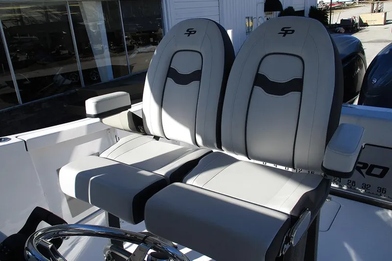 Slide: The Image of 2026 Sea Pro 262 Offshore boat seats with armrests and sleek design. - 40