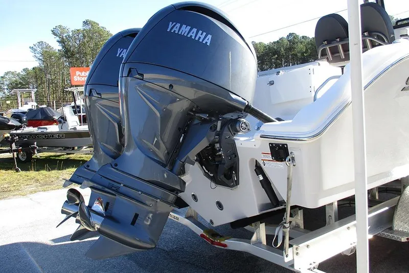 Slide: The Image of 2026 Sea Pro 262 Offshore boat with dual Yamaha outboard engines. - 9
