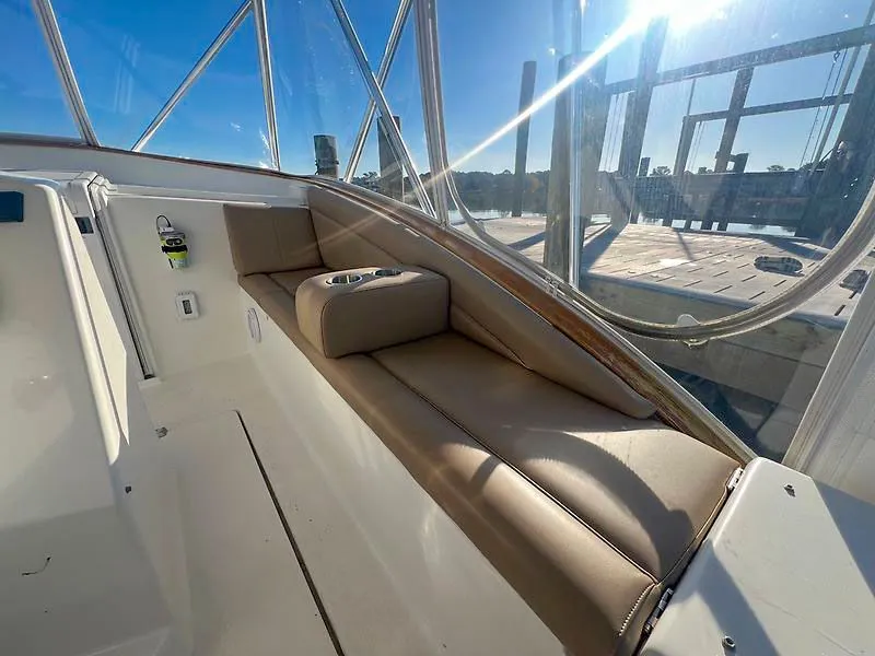 Slide: The Image of Interior of 1998 Jersey Cape 36 Express with sunlight. - 16