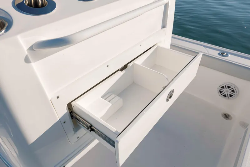Slide: The Image of Open drawer on Caymas 26 HB boat, year 2026. - 26