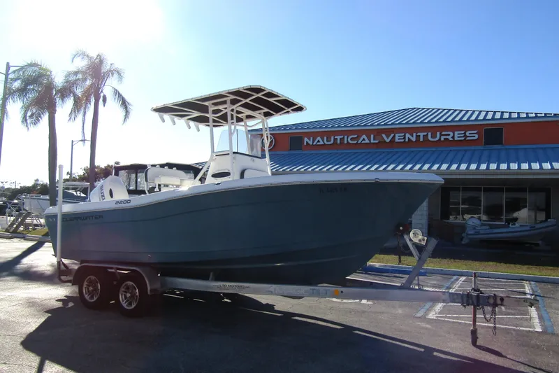 Slide: The Image of 2019 Clearwater Sportfishing Boats 2200 CC on trailer at Nautical Ventures dealership. - 6