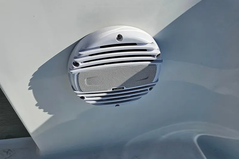 Slide: The Image of White speaker on 2026 Sea Pro 210 Bay boat, mounted on a smooth surface. - 26