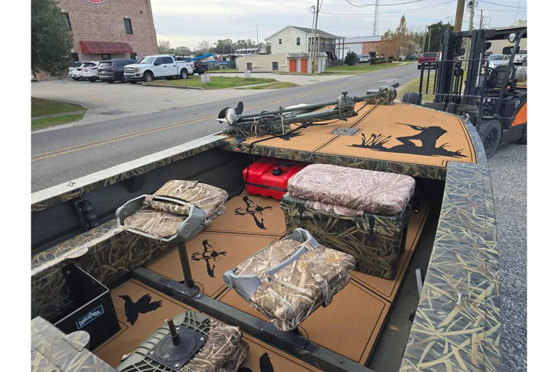 Slide: The Image of 2023 Go-Devil 2072 boat with camouflage seating and hunting graphics. - 14