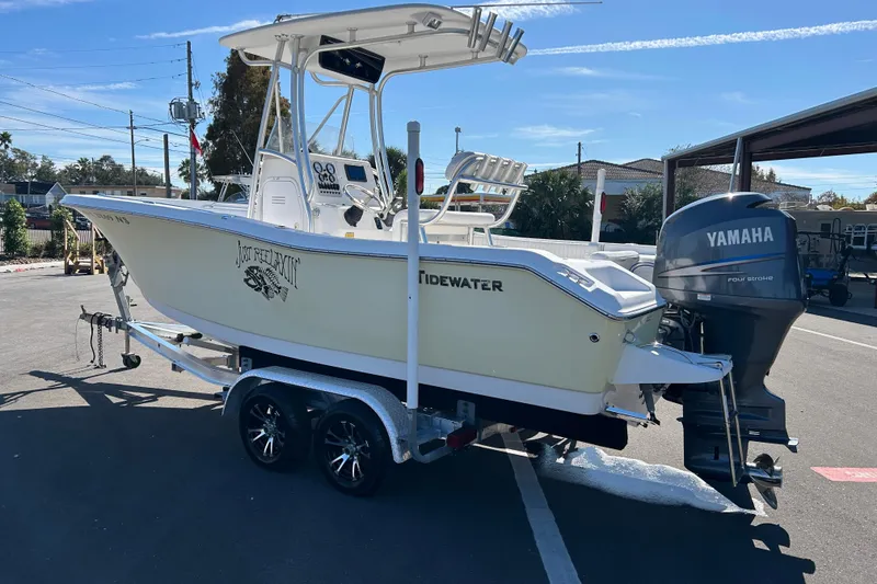 Slide: The Image of 2008 Tidewater 216 CC Adventure boat with Yamaha engine on trailer. - 4