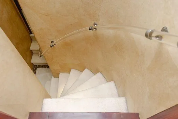 Slide: The Image of Spiral staircase with glass railing on 1998 Pacific Mariner 65 yacht. - 10