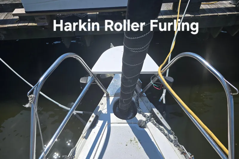Slide: The Image of Bow of 1993 Hunter Legend 35.5 sailboat with Harkin roller furling system. - 5