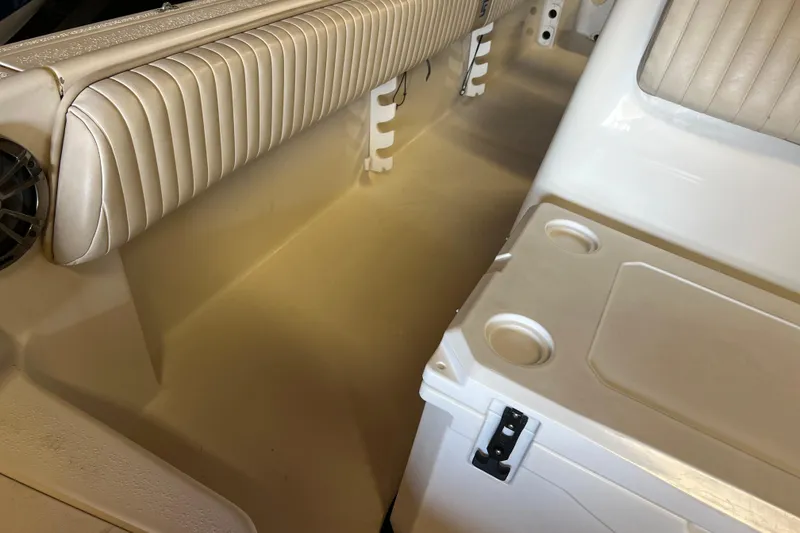 Slide: The Image of Interior of 2016 Carolina Skiff 23 Ultra Elite boat with seating and storage. - 14