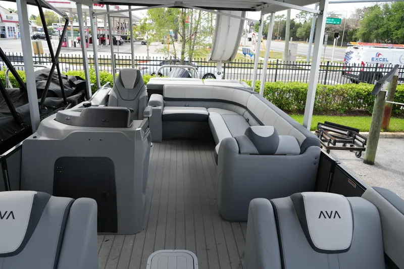 Slide: The Image of 2026 Avalon Catalina Cruise Funship 27' with spacious seating and modern design. - 15