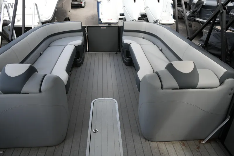 Slide: The Image of 2026 Avalon Catalina Cruise Funship interior with spacious gray seating and modern design. - 19