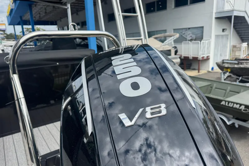 Slide: The Image of Close-up of a V8 engine on a 2026 Avalon Catalina Cruise Funship boat. - 5