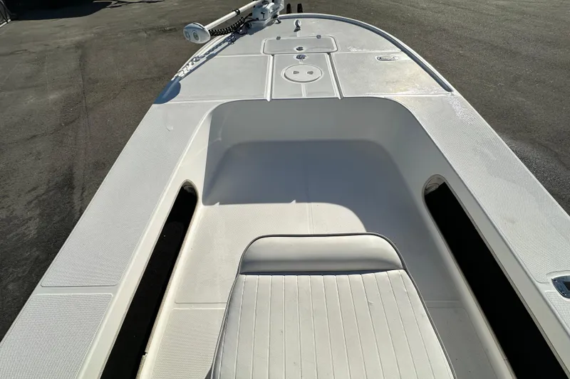 Slide: The Image of 2013 Spyder FX17 Flicker boat interior with white seating and deck. - 21