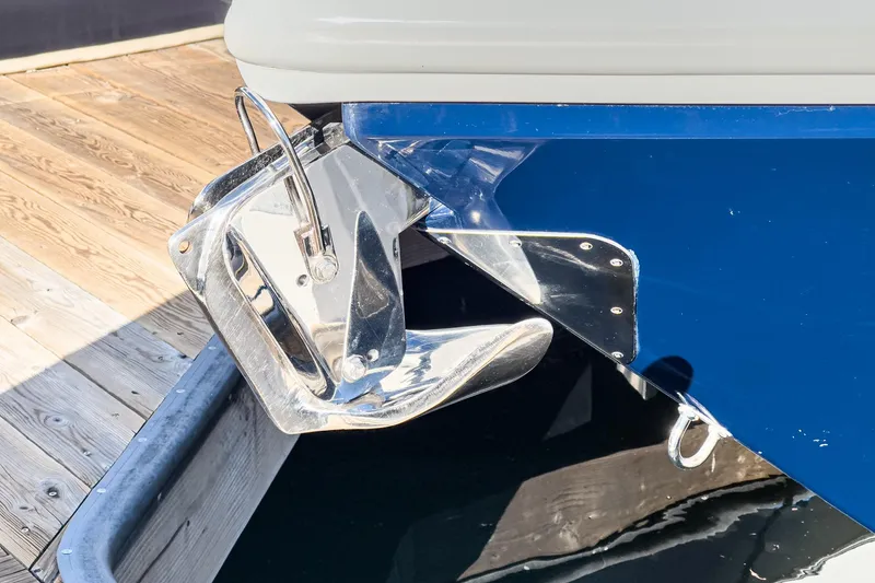 Slide: The Image of 2016 Intrepid 400 Cuddy boat anchor detail at dock. - 16