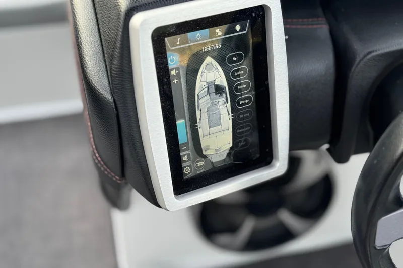 Slide: The Image of 2020 Malibu Wakesetter 22 LSV touchscreen control panel close-up. - 35