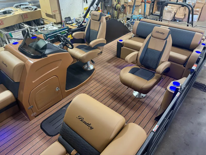 Slide: The Image of Bentley Pontoons Elite 200HP 223 Swingback Tritoon 2026 - 3