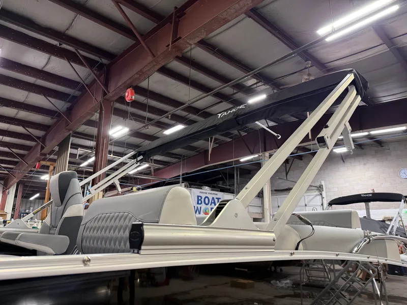 Slide: The Image of Tahoe Cascade 2385 Quad Lounge Shift Flip Tritoon & Honda 4-Stroke EFI 2025 - 48